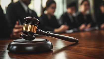 Justice Lawyers Meeting With Judge Gavel At Law Firm For Law And Legal Services. Collaboration Of Legal Minds In Action.