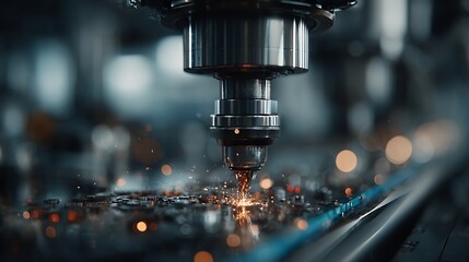 Precision cnc machining in action creating intricate metal parts with sparks flying