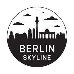 Fototapeta premium Berlin skyline. Circular style. Stock vector illustration. Vector black silhouette. with white background.