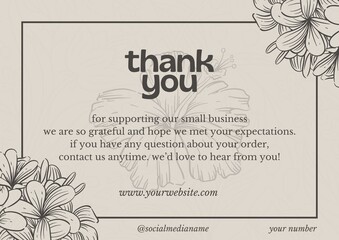 Greeting card template design, thank you card with background, thank you card typography. Part 037	100825