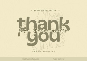 Greeting card template design, thank you card with background, thank you card typography. Part 038	100825