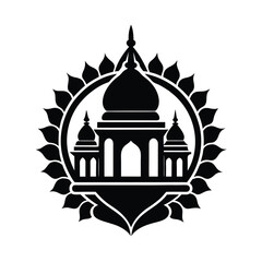 Ornamental Maratha Emblem Style Logo with Temple Silhouette