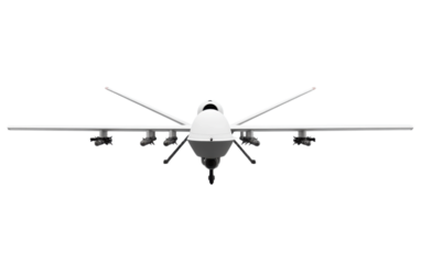 Automatic drone missile isolated on white background, png