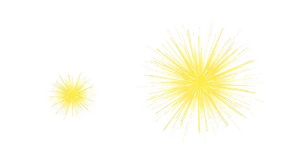 Obraz premium Bright yellow sunbursts on a white background