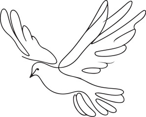 One continuous line drawing of dove