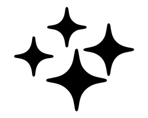 FourPointed Star Sparkle Clusters in Black and White Graphic Design Element