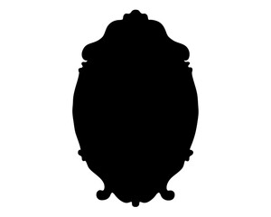 Ornate Mirror Silhouette with Elaborate Detailing and Vintage Style Elements