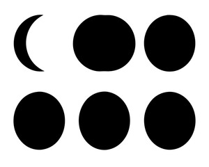 Illustration of lunar phase cycle with six phases shown in progression