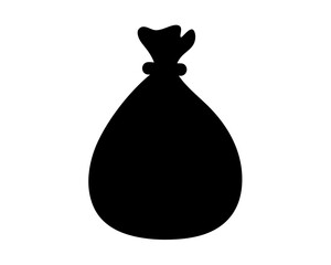 Silhouette of a tied sack filled with something unknown for illustration