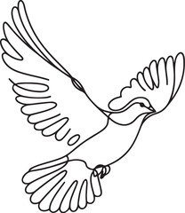 One continuous line drawing of dove