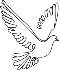 One continuous line drawing of dove