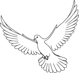 One continuous line drawing of dove