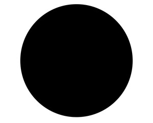 A simple black circle contrasting against a stark white background illustration