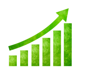 Growth chart with arrow vector transparent background