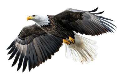 Fototapeta premium Bald eagle flying isolated on white background, png