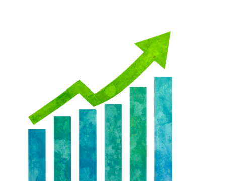 Growth chart with arrow vector transparent background 