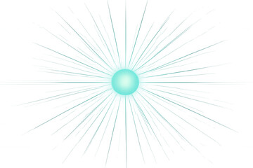 Obraz premium Light effect with teal sphere emitting rays on transparent background, perfect for digital art and graphic design