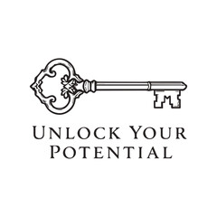 Unlock Your Potential Vintage Key Motivational T-Shirt Design