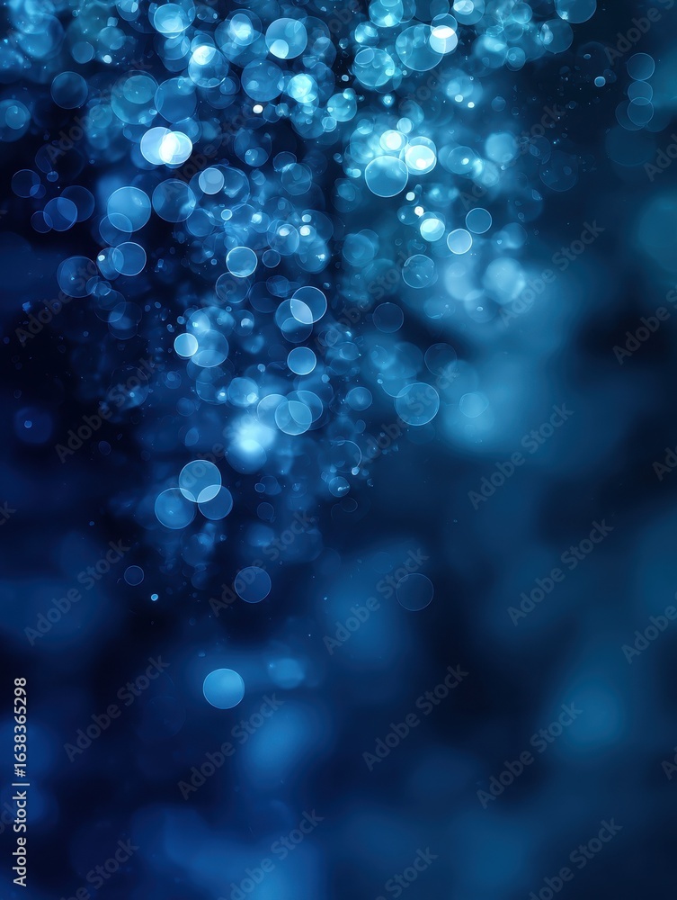 Poster abstract blue bokeh background with soft blurred light effects ideal for elegant designs and dreamy 