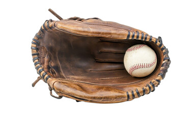 Baseball glove with a ball isolated on white background, png