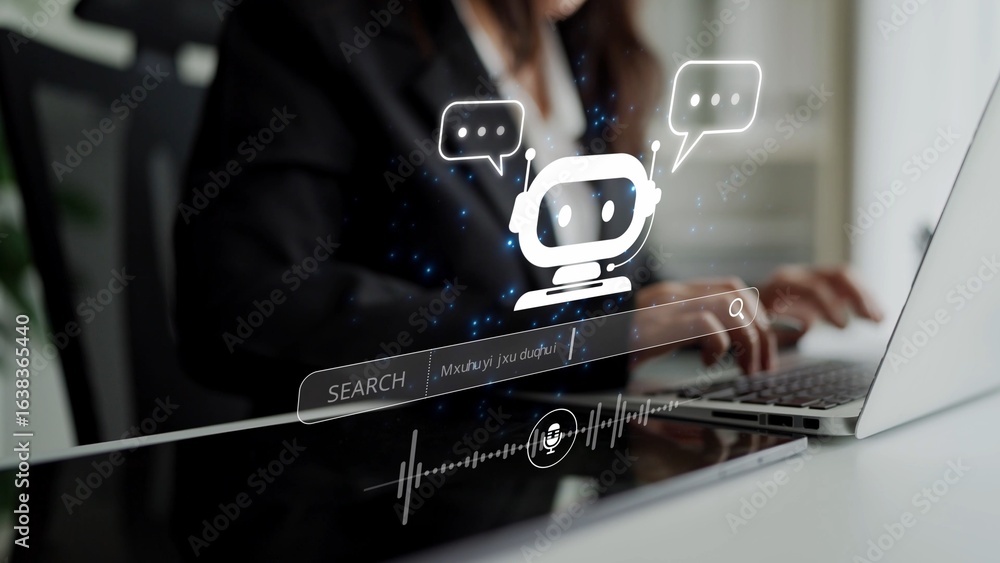 Poster ai assistant with voice chat interface, combining smart chatbot, voice command, and ai-powered contr