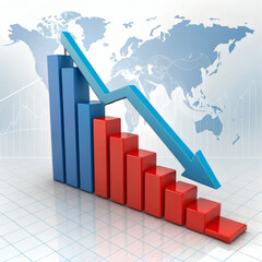 business graph with decline arrow