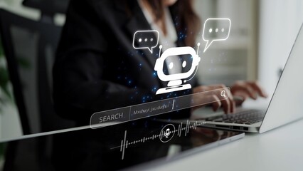 AI assistant with voice chat interface, combining smart chatbot, voice command, and AI-powered...