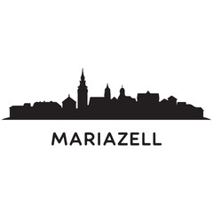 Obraz premium Mariazell skyline silhouette. Black Mariazell city. Vector black silhouette. with white background.