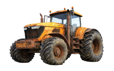 Beautiful agricultural tractor isolated on white background, png