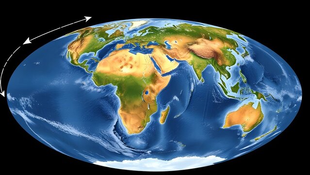 Colorful digital 3D map of planet Earth