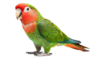 Beautiful rose ringed parrot isolated on white background, png