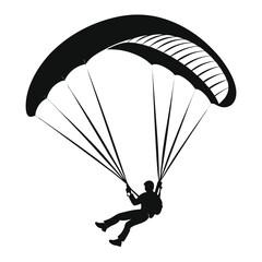 Silhouette of a Paraglider Descending Gracefully through the Air Harnessing the Wind for an Exhilarating Adventure