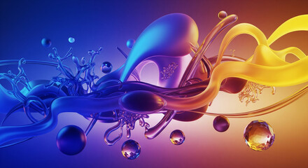 Fototapeta premium Abstract 3D Shapes in Vibrant Colors