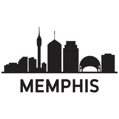 Obraz premium Vector Memphis skyline. Travel Memphis famous landmarks. Business and tourism concept for presentation, banner, web site. Vector black silhouette. with white background.