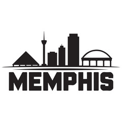 Obraz premium Vector Memphis skyline. Travel Memphis famous landmarks. Business and tourism concept for presentation, banner, web site. Vector black silhouette. with white background.