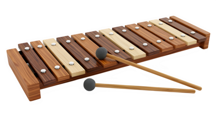 Wooden xylophone with mallets on white background  isolate