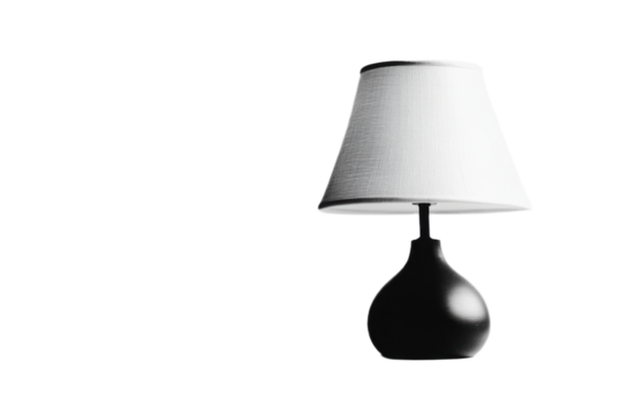 Black and white lamp isolated on white background, png