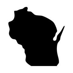 Wisconsin State Silhouette Map. Vector image
