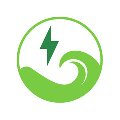 Wave Energy Icon Vector Illustration Green Version