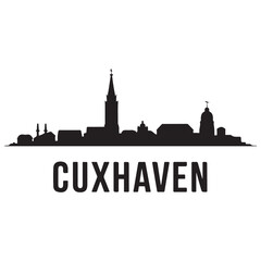 Fototapeta premium Cuxhaven skyline silhouette. Black Cuxhaven city. Vector black silhouette. with white background.