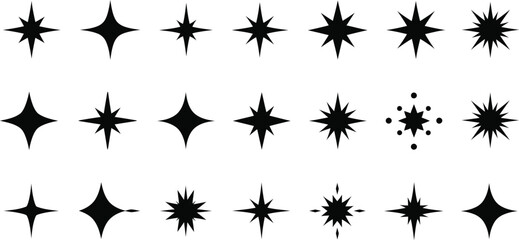 Sparkle Star Icons Set - Shine and Glitter Vector Collection