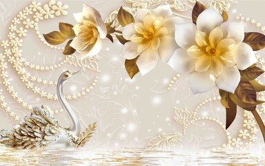 3D abstraction background wallpaper for walls. Beautiful flower background 3D wallpaper