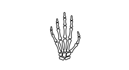 Fototapeta premium Skeleton hand minimalist black and white icon