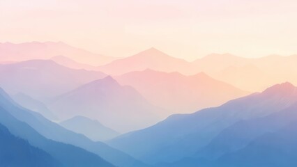 Ethereal Mountain Layers in a Serene Pastel Gradient Haze