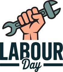 Fototapeta premium Labour Day Fist Holding Wrench Icon Vector Illustration