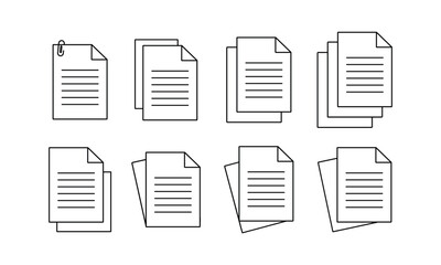 Document icon set. Paper document line icon set. File document symbol. vector illustration. transparent background.