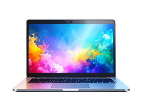Laptop computer flat vector transparent background