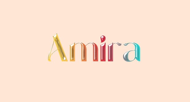 AMIRA name. Arabic latin Name illustration. Colorful gradient graphic vector typography with removable background. 3D Separate Arabian name.