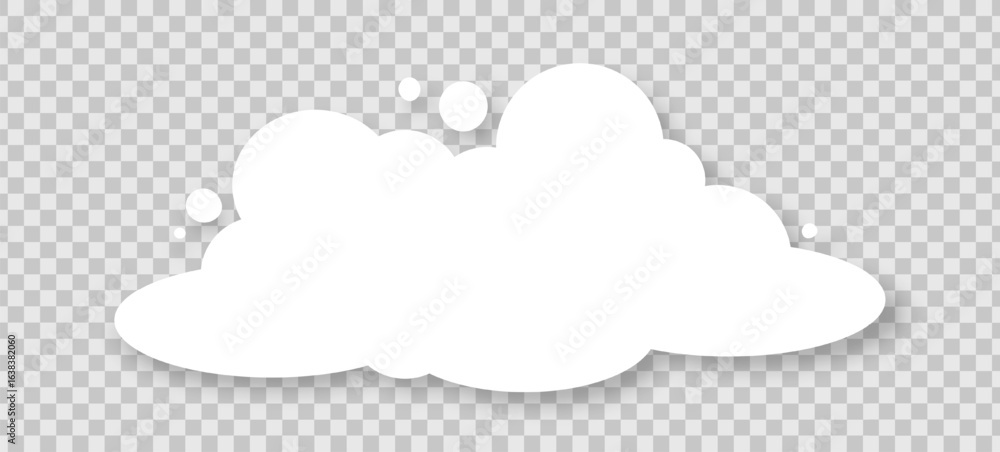 Fototapete fluffy cloud with shadow on transparent background. design elements for weather forecasting, web int