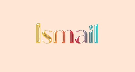 Ismail name. Arabic latin Name illustration. Colorful gradient graphic vector typography with removable background. 3D Separate Arabian name.